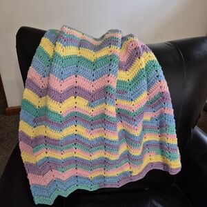 Pastel Chevron Crochet Baby Blanket Lap Blanket Throw